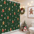 thumbnail image 2 of Christmas Shower Curtain Cute Gingerbread-Man Snowflake Shower Curtain for Christmas Bathroom Decor Xmas Candy Stars Holiday Home Decor Bath Curtain for Kids Girls, 72 X 72 Inch, 2 of 6