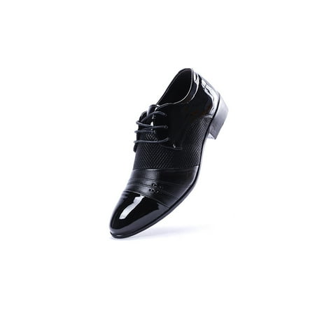 

Eloshman Mens Glossy Flat Oxford Shoe Work Lightweight Smooth Low Top Dress Shoes
