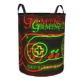 thumbnail image 2 of XMXY Round Laundry Basket Organizer, Neon Slogan Game Print Red Waterproof Collapsible Dirty Clothes Basket Laundry Hamper, Medium Size, 2 of 8