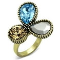 thumbnail image 1 of Alamode TK1496-9 Women IP Gold Stainless Steel Ring with Top Grade Crystal in Multi Color - Size 9, 1 of 1