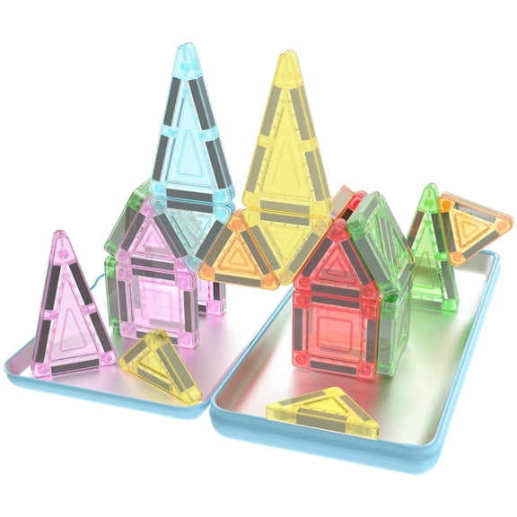PicassoTiles Magnetic Tiles 30pc Nano Mini Building Set for Kids, Travel STEM Construction Toy with Tin Storage Case, Ages 3