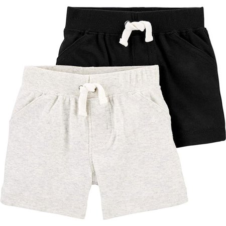 Carter's Baby Boys' 2-Pack Shorts (6 Months, Black/Heather)
