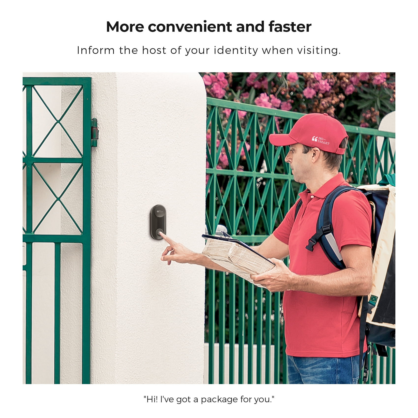 Wireless Doorbell, Hosmart Ultra Bell Wireless Intercom Doorbell System, Battery Operated Door Bell, Full Duplex Audio Doorbell Waterproof with 8 Doorbell Chime 1200Ft Range for Home Business