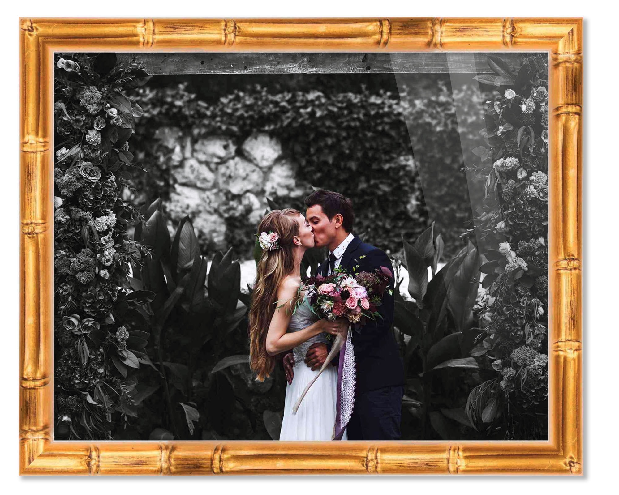 With Acrylic Front and Foam Board Backing 10x10 Gold Bamboo Wood Picture Frame 