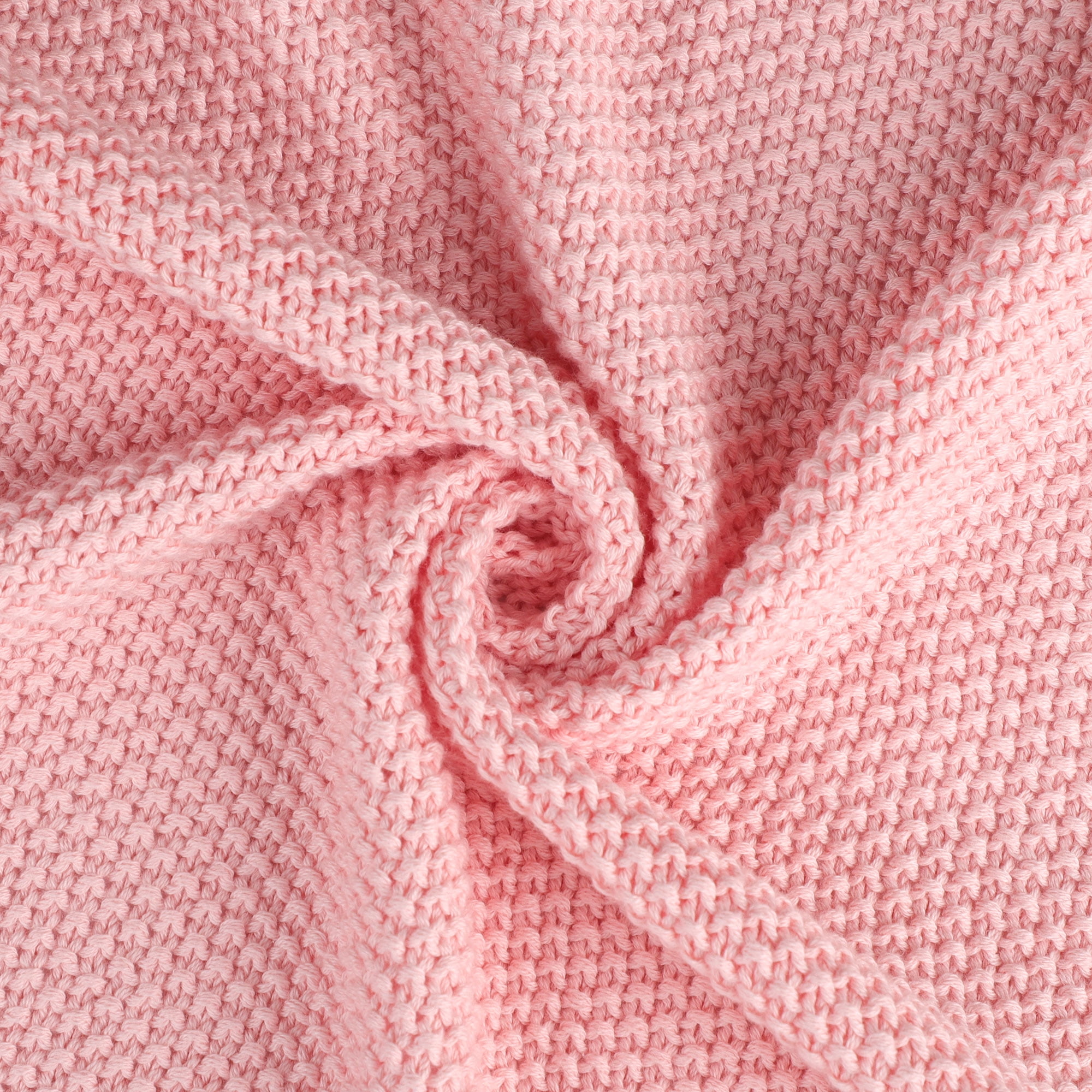 Unique Bargains Pure Cotton Soft Cable Knit Throw Blanket Pink 50" x 70"