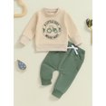 thumbnail image 4 of Elippeo Toddler Boys Fall Outfits 3 6 12 18 24 Months 3 Years Letter Tractor Print Long Sleeve Sweatshirts and Long Pants 2Pcs Clothes Set, 4 of 9