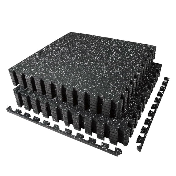 AIRHOP 0.56in Thick 48 Sq ft Exercise Equipment Mats, 12 Tiles Upgraded Rubber Top with High Density EVA Foam, Interlocking Puzzle Gym Flooring