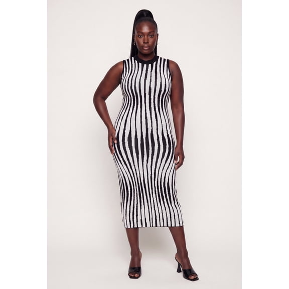 Women's Plus Size Printed Pattern Mock Neck Sweater Dress