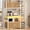 Fluted Oak, variant on Bakers Rack for Kitchens with Charging Station & LED Lights, 6-Tier Microwave Stand with Storage Cabinets and Spacious Desktop, Coffee Bar with 8-S Hooks and Goblet Holder, Rustic Brown