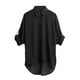 thumbnail image 2 of Camisa de la primavera de las mujeres de la blusa de la gasa de la manga larga Da vuelta-abajo al co Abanopi Negro S, 2 of 7