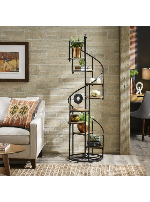 Weston Home Chelsey Black Finish Metal Spiral Staircase Display Shelf