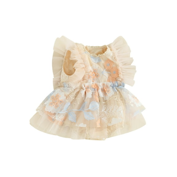 Suealasg Newborn Baby Girl Outfits Butterfly Ruffle Lace Romper Jumpsuit Bodysuit 1st Birthday Photoshoot Dress Summer Clothes