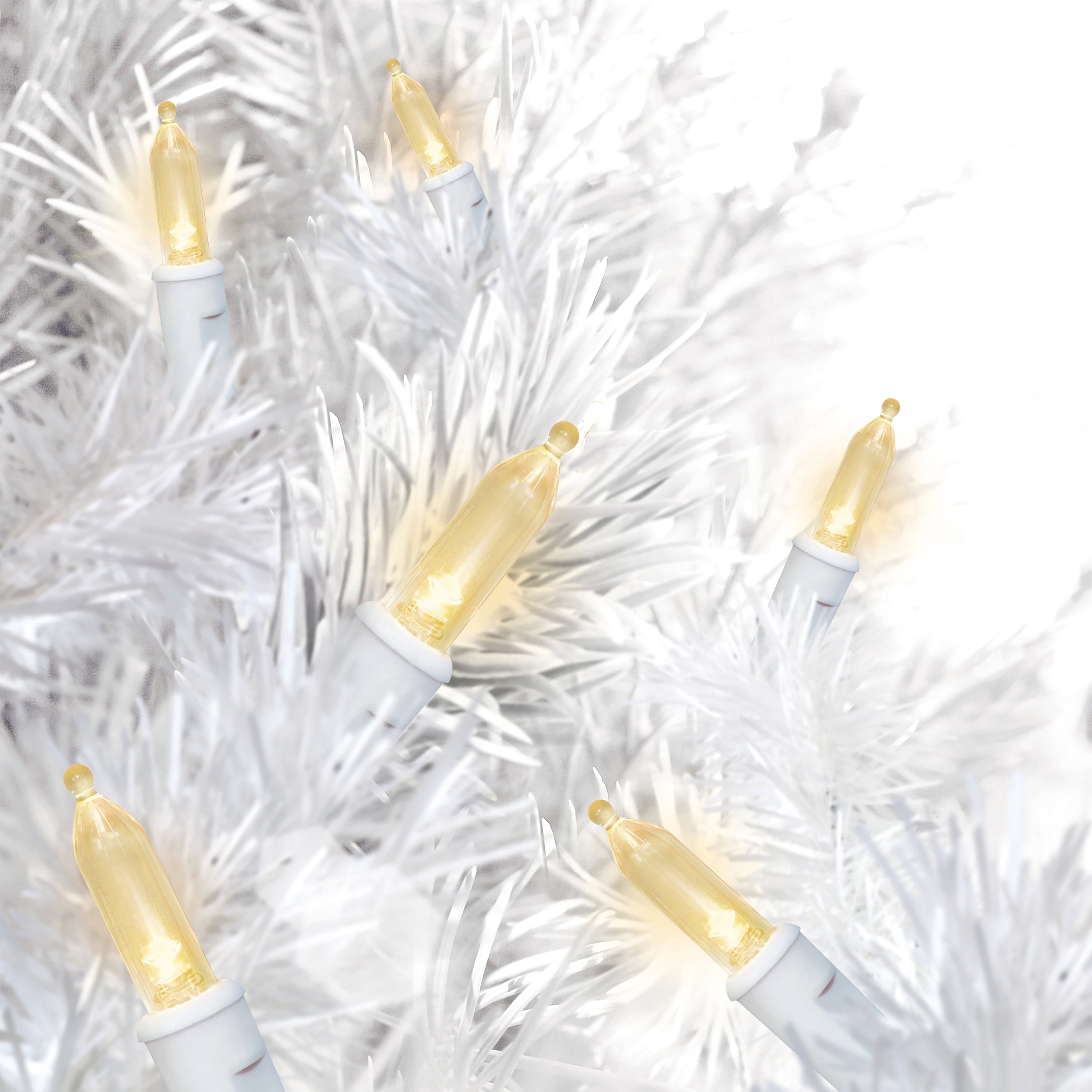 Indoor/Outdoor 50-Count LED Mini Christmas String Lights, Warm White, White Wire, 9.5', by Holiday Time
