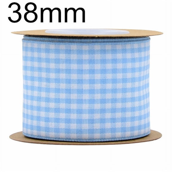 NAMZI 1.5 Inch x 5.5 Yards Gingham Ribbon, Classic Plaid Buffalo Checker Ribbon for Gift Wrapping, Hair Bows & DIY Crafts, Blue