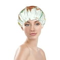 thumbnail image 3 of Easygdp World Travel3 Shower Caps for Women, Double Waterproof Layers Shower Cap, Quick Drying Bath Hair Cap Reusable, 3 of 9