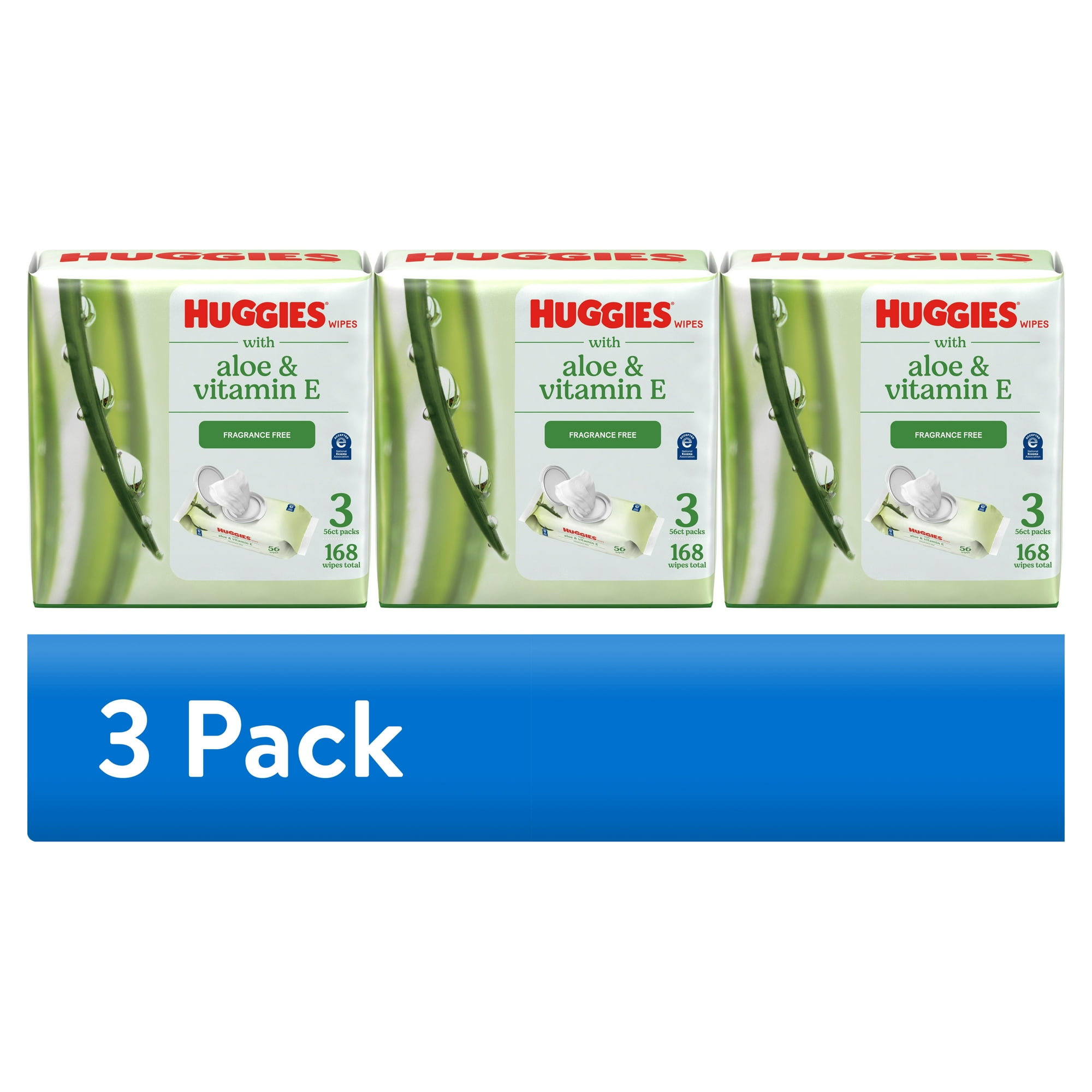 (3 pack) Natural Care Baby Wipes, Unscented, White, 56/pack, 3-Pack/box, 3 Box/carton