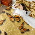 thumbnail image 4 of Feelyou Dreamy Butterfly Gold Bedding Comforter Set 7pcs for Girl, Fashion Princess Queen Bedding Sets, Modern Sequin Print Queen Sheet Sets, Ultra Soft Bedroom Decor, 4 of 7