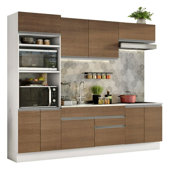 Cocina Integral Completa 270cm Glamy Madesa 13 - Blanco/Marrón