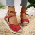 thumbnail image 4 of Women's Summer Casual Hollow-out Sandals With Wedge Toe Sandals for Women Red 40, 4 of 8