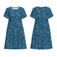 thumbnail image 3 of Bixox Robe d'Été à Manches Courtes pour Femmes Robe Ample Longueur Genou avec Poches-Bleu Pailleté, 3 of 7
