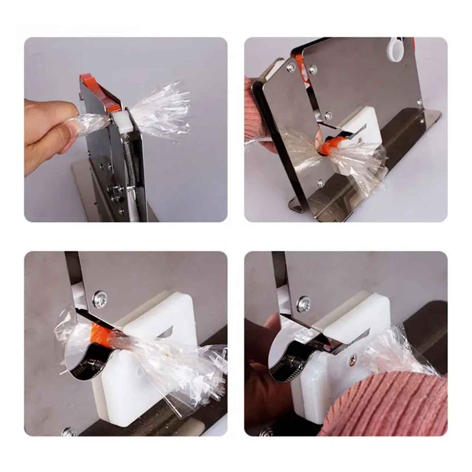 Stainless Steel Supermarket Bag Sealing Machine, Food Packaging Fruit Shop Packer Portable Tape Cutter Dispenser