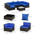 thumbnail image 4 of Outsunny 7 Pieces Patio Furniture Set with Cushions, PE Rattan Outdoor Conversation Set, Sectional Furniture Sofa Set with Glass Top Coffee Table and Pillows, for Garden, Lawn, Deck, Blue, 4 of 9