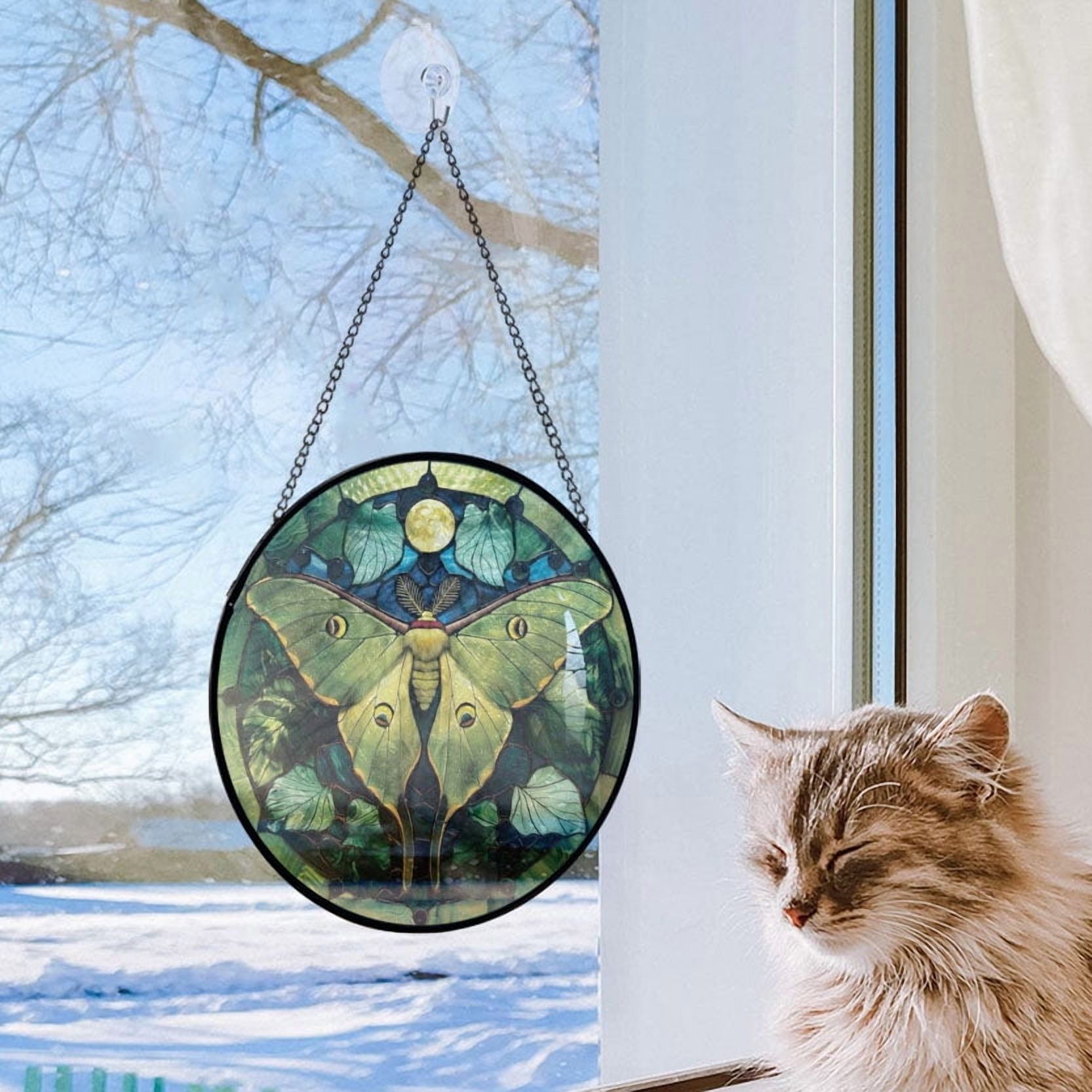 Luna Moth: Stained Glass-Style Christmas Ornament - Made With Real Glass, Stained Glass Ornament 2025, Holiday Decoration, Seasonal Keepsake Gift, Unique Collectible, Window