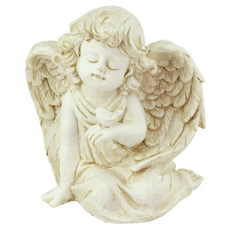 - Northlight Heavenly Gardens Sitting Cherub Angel with Bird Outdoor Garden Statue