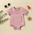 thumbnail image 3 of Gubotare Baby Boy Girl Bubble Romper Infant Oversize Plain Crewneck T-Shirt Bodysuit Tops (Red,12-18 Months), 3 of 6