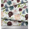 thumbnail image 3 of Soimoi White Poly Georgette Fabric Leaves & Peony Floral Print Printed Fabric 1 Yard 52 Inch Wide, 3 of 3