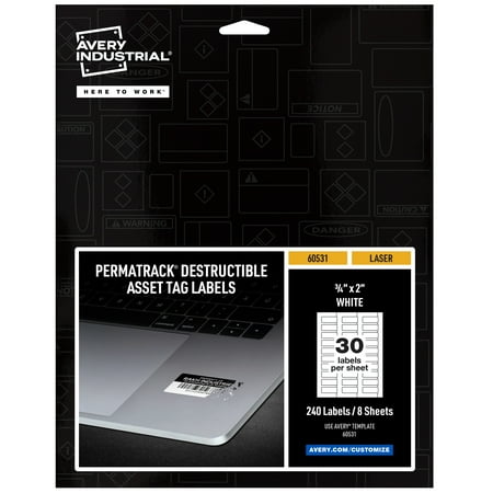 UPC: 0072782605315 | Avery PermaTrack Destructible Asset Tag Labels  3/4  x 2   240 Asset Tags (60531)