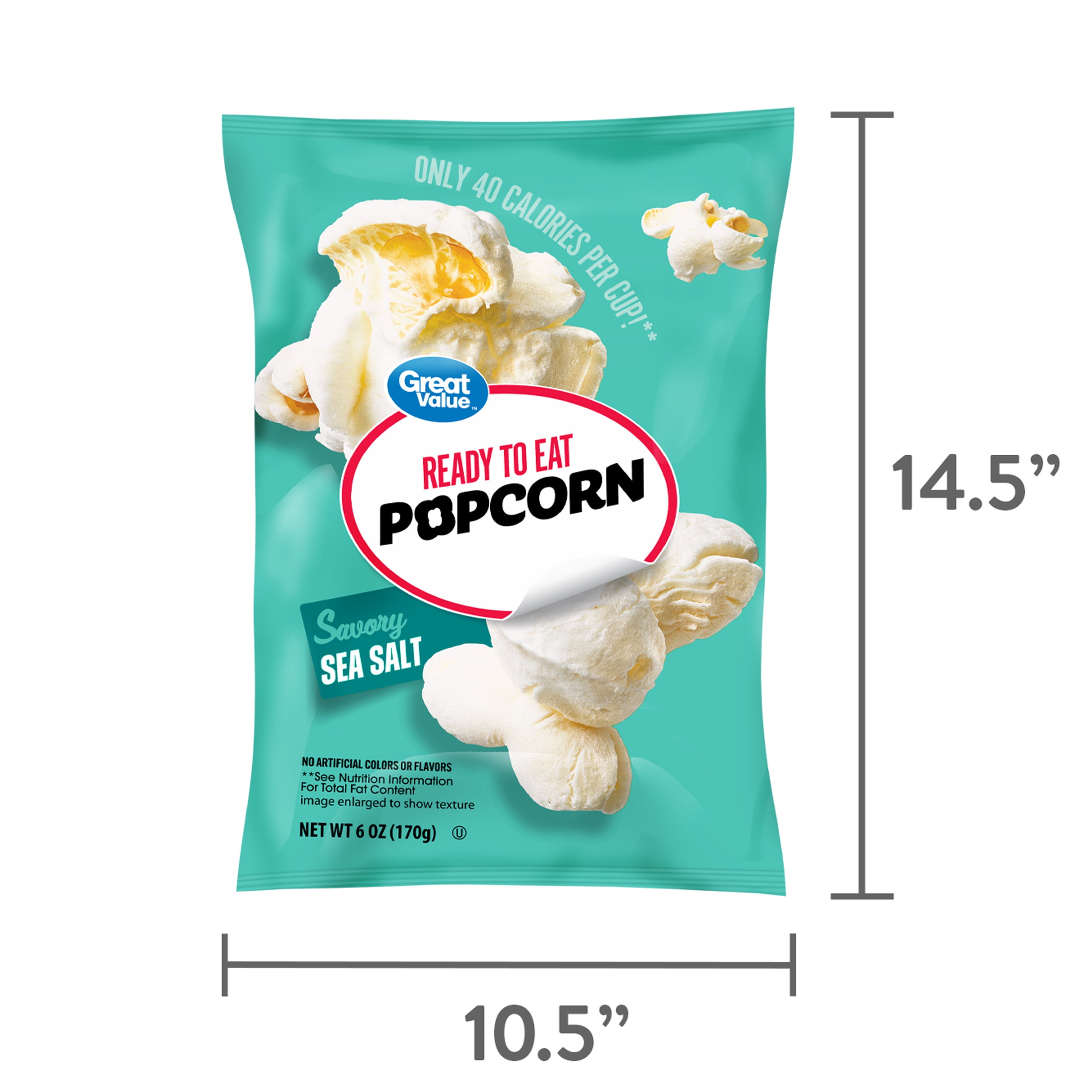 Great Value Sea Salt Ready to Eat Popcorn, 6 oz
