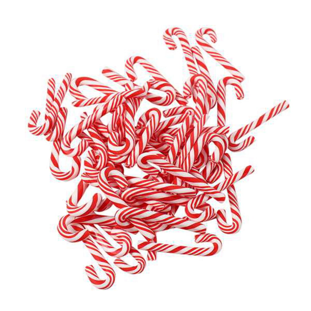 100pcs Red And White Handmade Christmas Candy Cane Miniature Food Home  Decor Clay Candy Cane