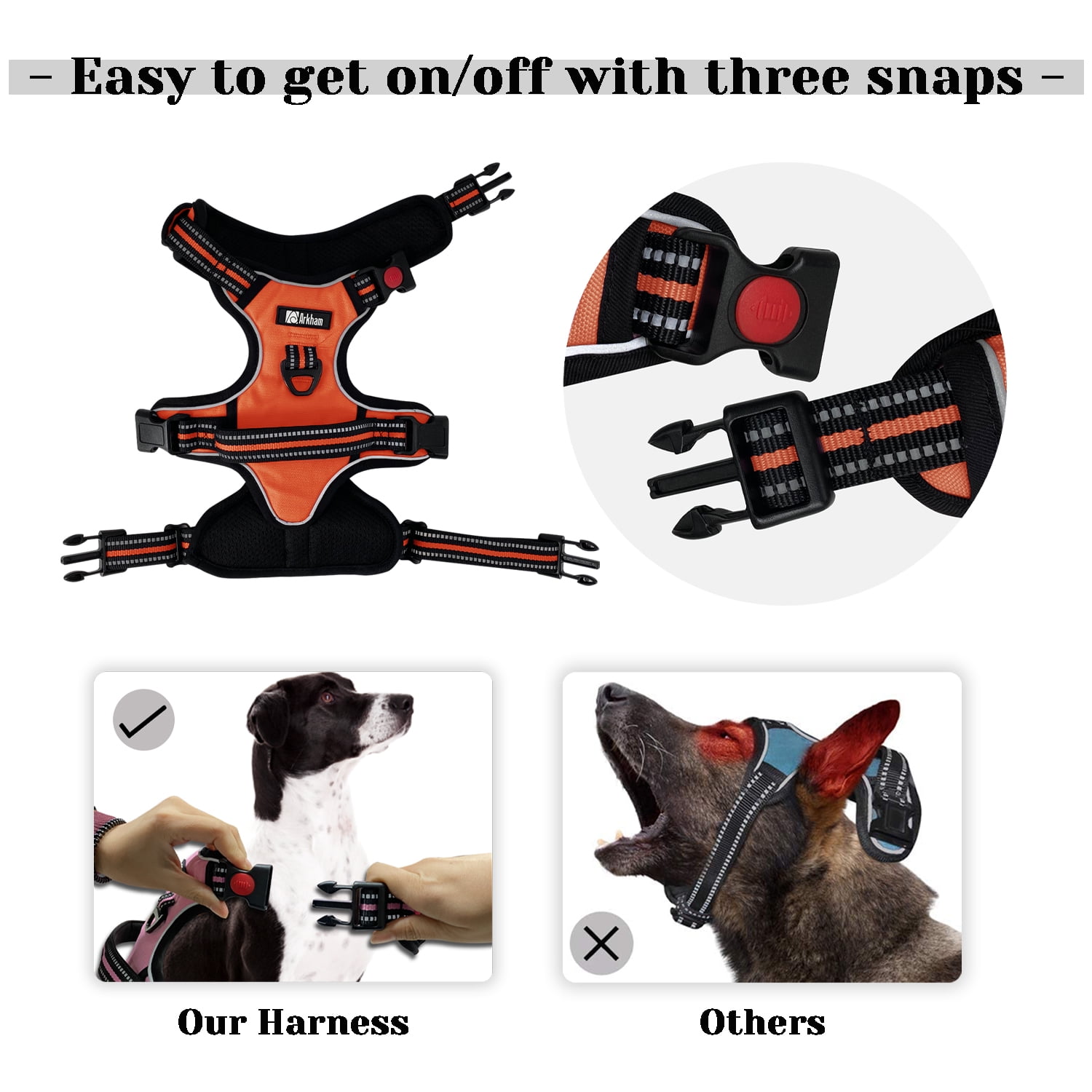 Nobleza Dog Vest Harness, Reflective No Pull Dog Harness with Handle and Soft Padding, Adjustable Easy on Grip Harness for Dogs with Velcro for