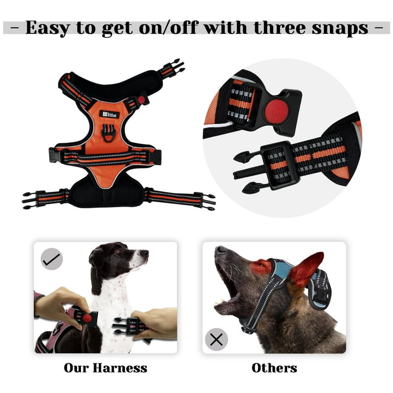 BB Brotrade Dog Vest,9 Dog Patches No Pull Dog Harness and Leash Set with  Handle,Night Safe Reflective Straps Easy On and Off Pet Vest Harness for  Small Medium Large Breed Dogs