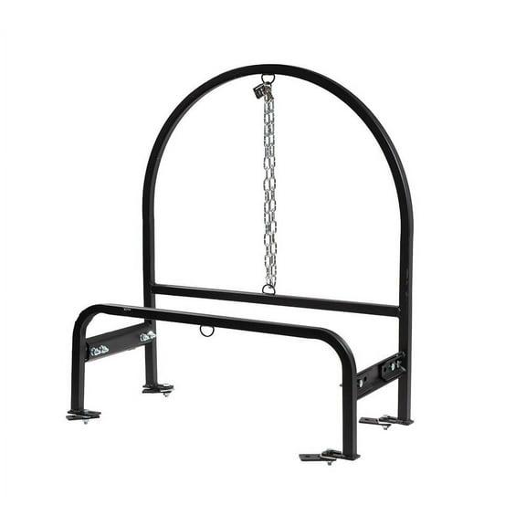 31-1/8" x 14-3/4" x 34-7/8" Semi-Truck Spare Tire Carrier Mount - Heavy-duty Adjustable Universal Rim Holder w/ Chain, Lock, and Tensioner, Black Powder Coated Spare Tire Rack