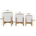 thumbnail image 3 of DecMode 12", 11", 9"H White Ceramic Planter with Removable Wood Stand (3 Count), 3 of 9