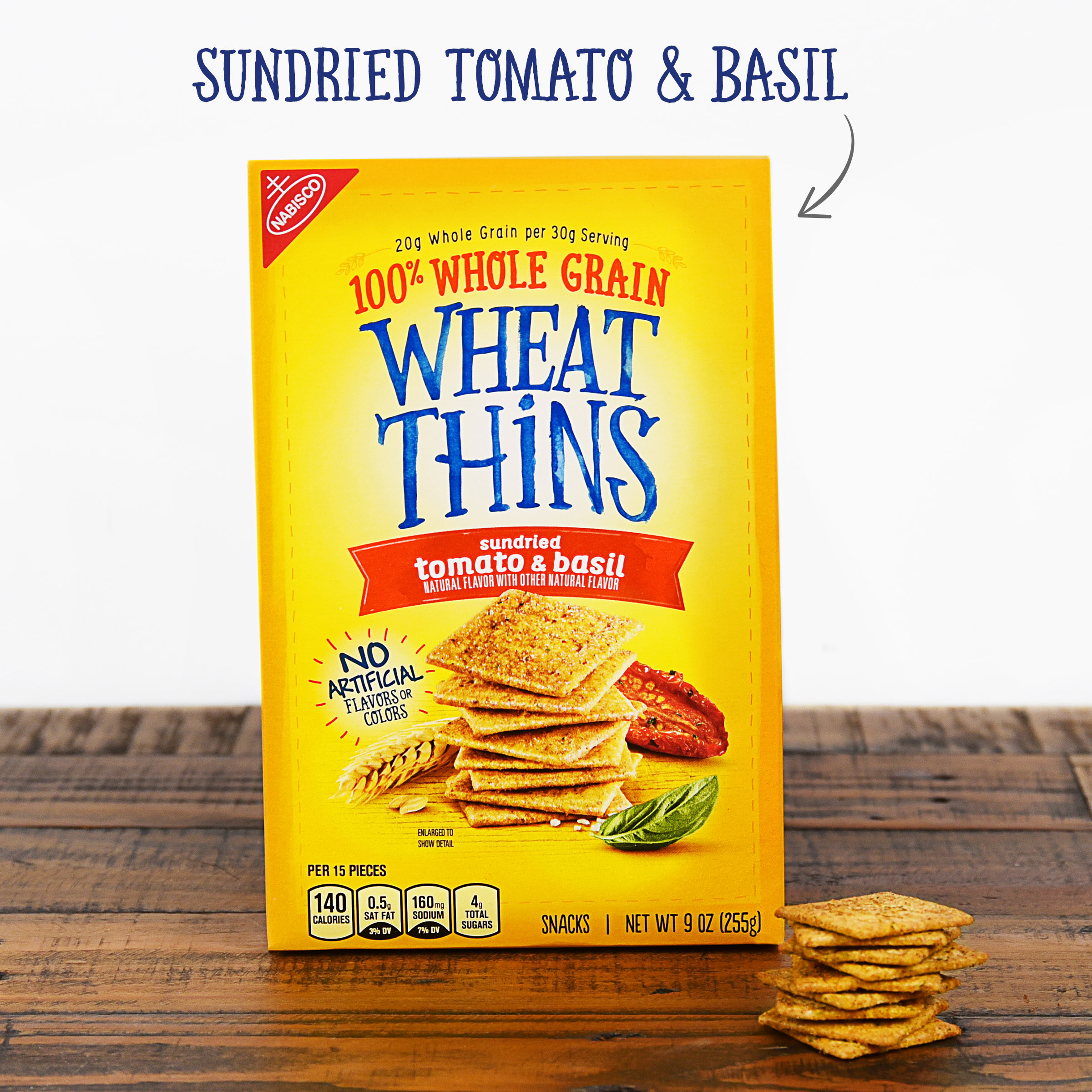 Nabisco Wheat Thins Sundried Tomato & Basil Whole Grain Wheat Crackers, 9 oz - image 2 of 12