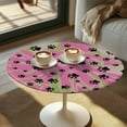 thumbnail image 2 of SEANATIVE 2 Pieces 24 Inch Round Fitted Table Covers Washable Cocktail Tablecloths Stain-resistant Highboy Table Topper Cap with Elastic Edged for Parties Weddings, Cute Paw Green Pink, 2 of 7