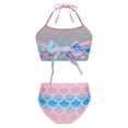 thumbnail image 2 of YONGHS Girls Swimsuits Bikini Set Two Piece Bathing Suit Summer Beach Sports Swimwear Tankinis Pink&Blue 6-8, 2 of 7