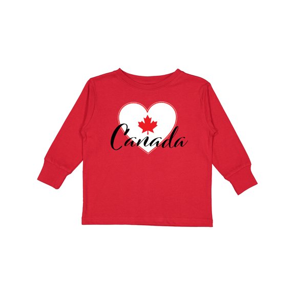 Inktastic Canada-heart and Maple Leaf Boys or Girls Long Sleeve Toddler T-Shirt
