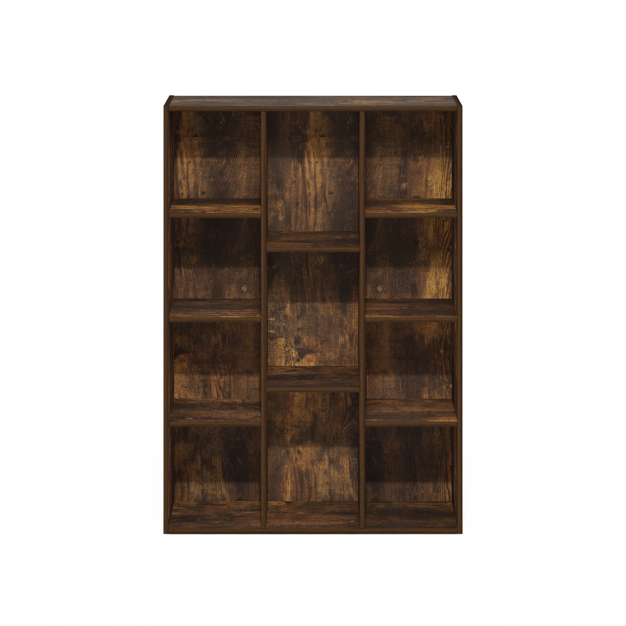 Furinno LUDER 11-Cube Reversible Open Shelf Bookcase in Amber Pine
