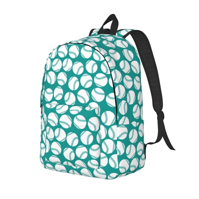 Balery Green Baseball Mochila Clásica Impresa Básica para Viaje, Mochila Escolar Resistente al Agua, Mochila de Lona con Correas Ajustables-Small