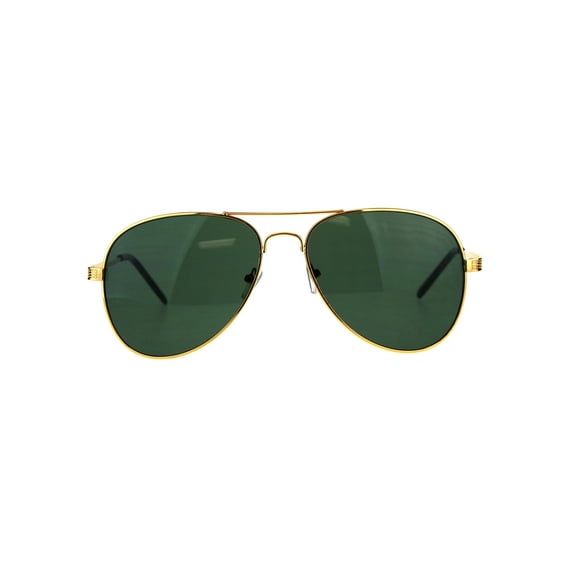 Mens Classic Luxury Designer Pilots Officer Metal Rim Sunglasses Yellow Gold Green