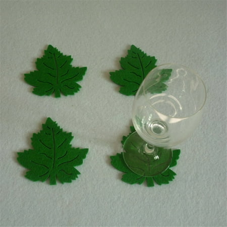

FUYUYU Christmas Decorations Indoor Christmas Home Insulation Non-slip Leaf Placemat Cup Mat 4PCS