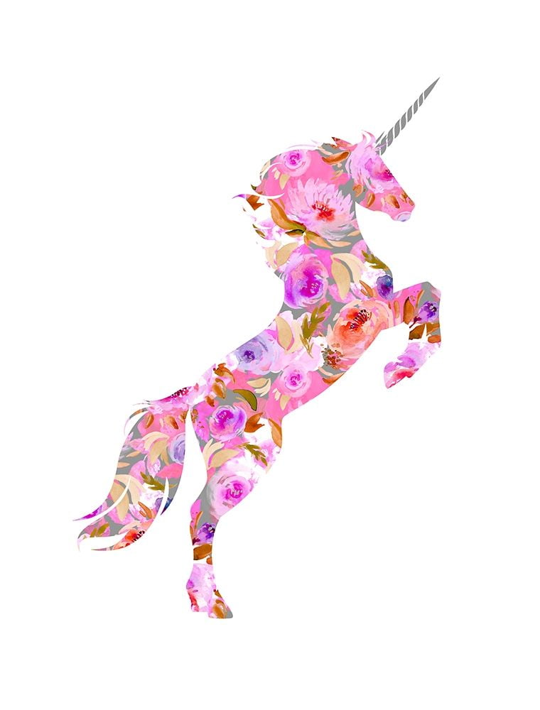 posterazzi pink floral unicorn poster print by bella dos