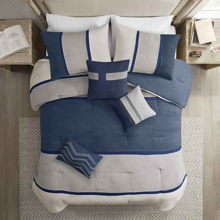 Madison Park Palisades 7 Piece Faux Suede Comforter Set in