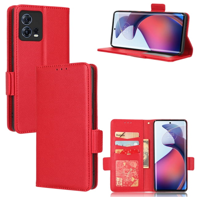 Motorola Edge 30 Fusion Case , PU Leather Flip Cover Card Slots Magnetic Closure Wallet Case for Motorola Edge 30 Fusion