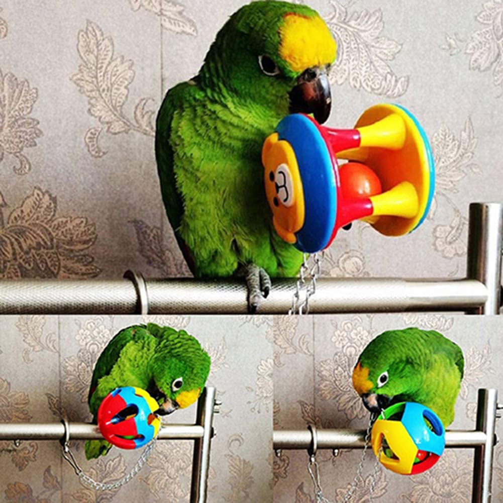 Pet Bird Bites Parrot Climb Chew Toys Bell Swing Cage Hanging Cockatiel Parakeet 