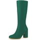 thumbnail image 1 of Botas de tacón alto hasta la rodilla con cremallera y punta redonda para mujer Verde 38, 1 of 6